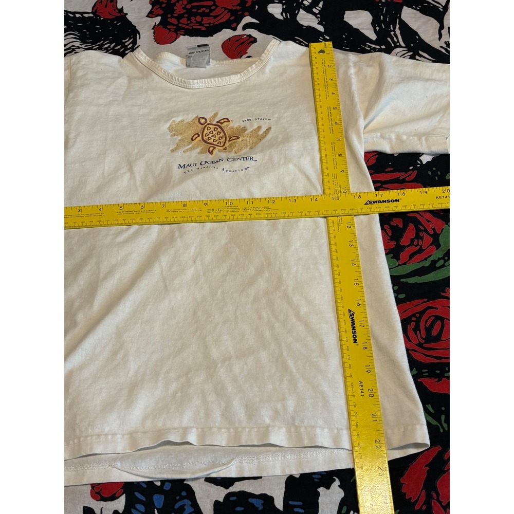 Vintage Sand Stuff Maui Ocean Center Sea Turtle Graphic T-Shirt Cream Small USA - Picture 4 of 5